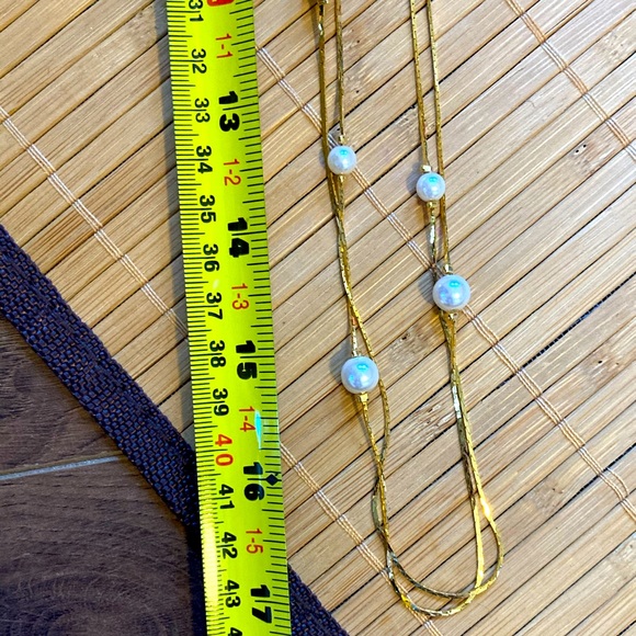 Long double strand gold and Pearl necklace - Picture 3 of 6